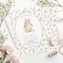 Elegant Watercolor One 1st Birthday some bunny Gi