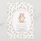 Elegant  Watercolor One 1st Birthday some bunny Gi Einladung (Vorne/Hinten)