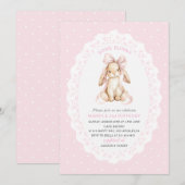 Elegant  Watercolor One 2nd Birthday some bunny gi Einladung (Vorne/Hinten)