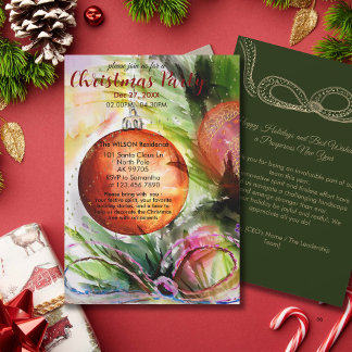 Elegant Watercolor Ornament Christmas Party Einladung