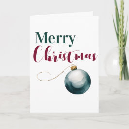 Elegant Watercolor Ornament Merry Christmas Card - Karte