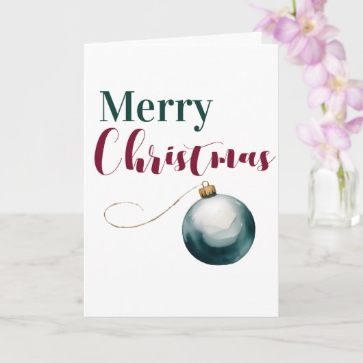 Elegant Watercolor Ornament Merry Christmas Card - Karte (Orchidee)