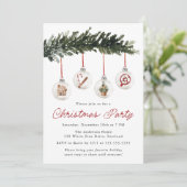 Elegant Watercolor Ornaments Christmas Party Einladung (Stehend Vorderseite)