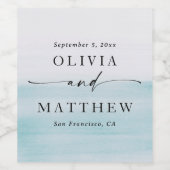 Elegant watercolor pastel blue nautical wedding weinetikett (Einzelnes Label)