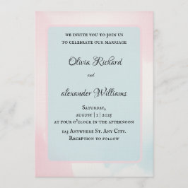 Elegant Watercolor Pastel Wedding Invitation Einladung