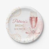 Elegant Watercolor Pearls & Prosecco Bridal Shower Pappteller (Vorderseite)