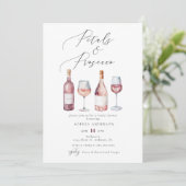 Elegant Watercolor Petals & Prosecco Bridal Shower Einladung (Stehend Vorderseite)