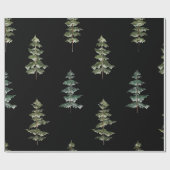 Elegant Watercolor Pine Tree Black  Geschenkpapier (Flach)