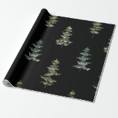 Elegant Watercolor Pine Tree Black  Geschenkpapier (Ungerollt)