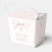 Elegant Watercolor Pink Bow Baptism Take Out Geschenkschachtel (Rückseite)