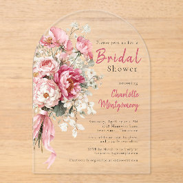 Elegant Watercolor Pink Floral Bridal Shower Acryleinladungen