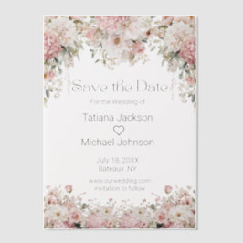elegant watercolor pink floral save the date  pergament einladungen