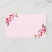Elegant Watercolor PInk Floral Wedding Website Visitenkarte (Rückseite)