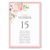 Elegant Watercolor Pink Flowers Bridal Shower Tischnummer (Rückseite)