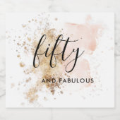 Elegant Watercolor Pink Gold 50. Geburtstagsschrif Alkoholflaschenetikett (Einzelnes Label)