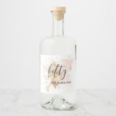 Elegant Watercolor Pink Gold 50. Geburtstagsschrif Alkoholflaschenetikett (Vorderseite)