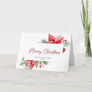 Elegant Watercolor Poinsettia Christmas Greeting Feiertagskarte