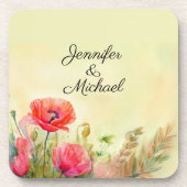 Elegant Watercolor Poppies Getränkeuntersetzer (Vorderseite)