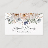 Elegant Watercolor Pretty Beige Blue Floral Visitenkarte (Vorderseite)