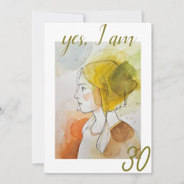 Elegant Watercolor Proud Lady 30. Geburtstag Einladung