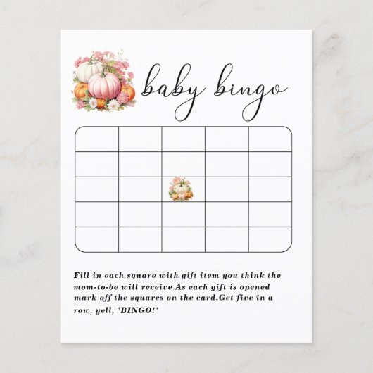 Elegant Watercolor Pumpkin baby shower bingo game (Vorderseite)