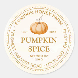 Elegant Watercolor Pumpkin Farm Product Label Runder Aufkleber
