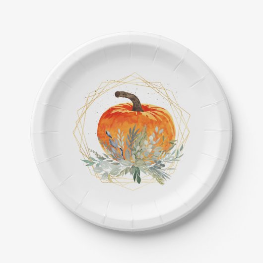 Elegant Watercolor Pumpkin Pappteller (Vorderseite)