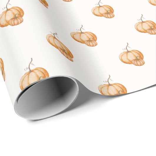 Elegant Watercolor Pumpkins Wrapping Paper Geschenkpapier (Rolleneckpunkt)