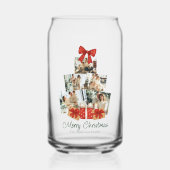 Elegant Watercolor Red Bow Family Christmas Tree Dosenglas (Vorderseite)