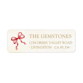 Elegant Watercolor Red Bow Return Address