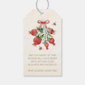 Elegant Watercolor Red Pomegranate Merry Christmas Geschenkanhänger (Rückseite)