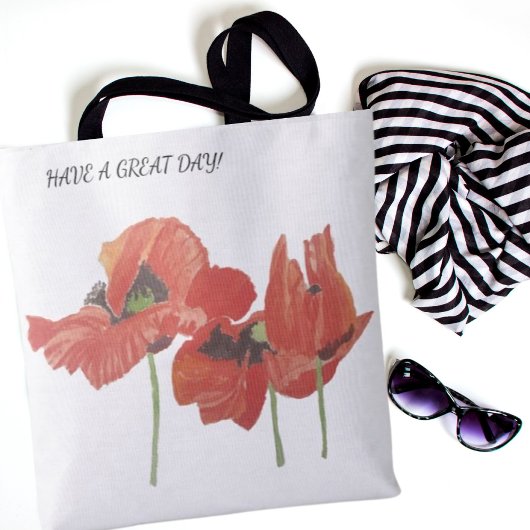 Elegant Watercolor Red Poppies Two Sides Options Tasche