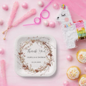 Elegant watercolor rose gold Daisy Floral Botanica Pappteller (Party)