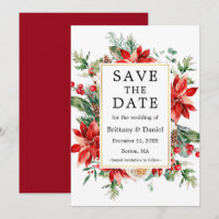 Elegant Watercolor Rote Poinsettia Blumengrün