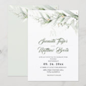 Elegant Watercolor Sage Greenery Floral Wedding Einladung (Vorne/Hinten)