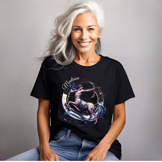 Elegant Watercolor Sagittarius Zodiac Custom T-Shirt