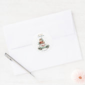 Elegant Watercolor Santa Car Snow Merry Christmas Runder Aufkleber (Umschlag)