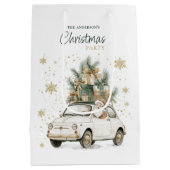 Elegant Watercolor Santa Christmas Party Mittlere Geschenktüte (Rückseite)