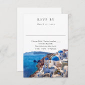 Elegant Watercolor Santorini Griechenland Hochzeit RSVP Karte (Vorne/Hinten)