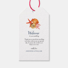 Elegant Watercolor Seashells Wedding Welcome Tags Geschenkanhänger