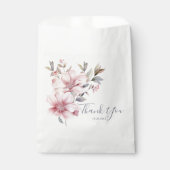Elegant Watercolor Soft Pink Floral Vielen Dank Geschenktütchen (Vorderseite)