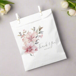Elegant Watercolor Soft Pink Floral Vielen Dank Geschenktütchen