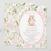 Elegant Watercolor some bunny pink bow Baby Shower Einladung (Vorne/Hinten)