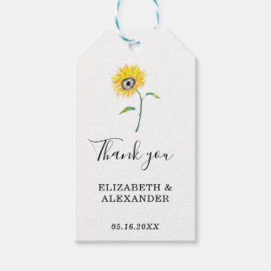 Elegant Watercolor Sonnenblume Danke für Ihre Hoch Geschenkanhänger