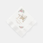 Elegant Watercolor Stork Girl Pink FloPaper Napkin Serviette (Ecke)
