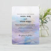Elegant watercolor style purple blue wedding Einladung (Stehend Vorderseite)