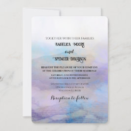 Elegant watercolor style purple blue wedding Einladung