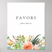 Elegant Watercolor Succulent Wedding Favors Sign Poster (Vorne)