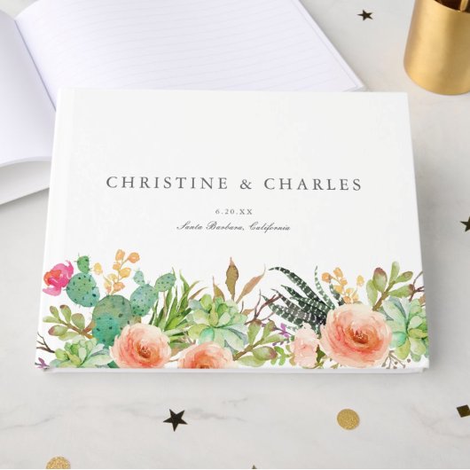 Elegant Watercolor Succulent Wedding  Gästebuch