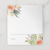 Elegant Watercolor Succulent Wedding Platzkarte (Außenseite Aufgefaltet)